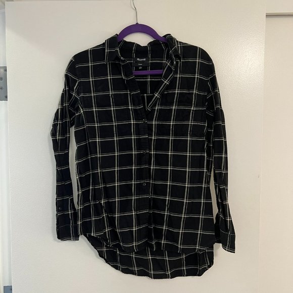 Madewell Classic Ex-Boyfriend Shirt in Black Windowpane Plaid, Size M - Picture 4 of 6
